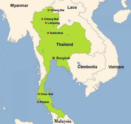 Карта Таиланда Map of Thailand