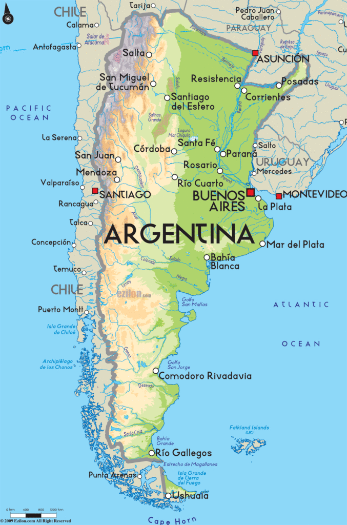 Карта Аргентины Map of Argentina