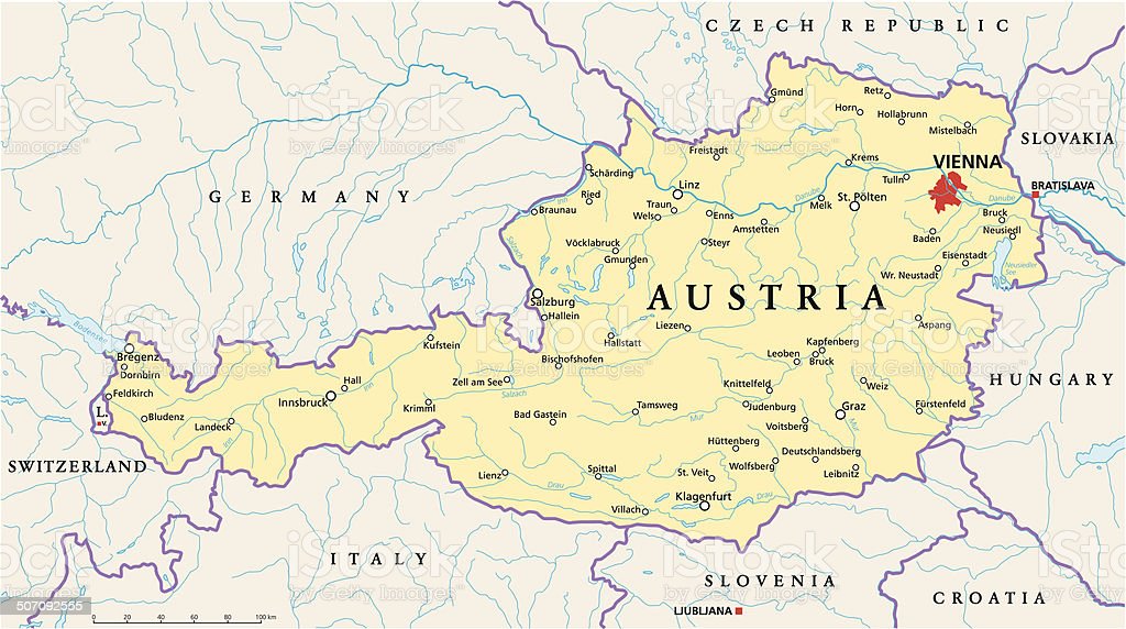 Карта Австрии Map of Austria